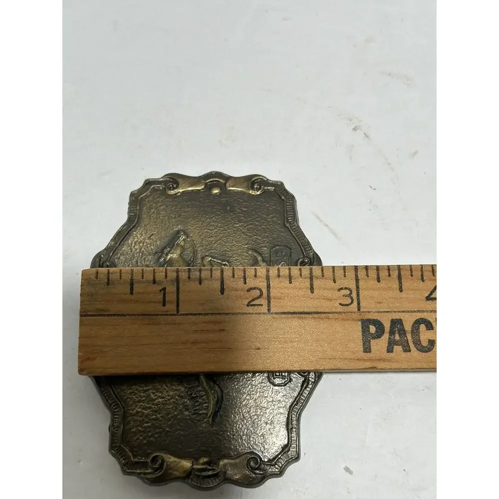 Vintage Pony Express Mens Belt Buckle‎ Rider Commemorative Brass